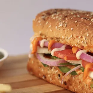 a closeup of a sub sandwich