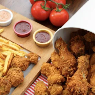 fried chicken and french fries
