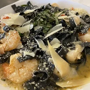 Squid Ink Pasta with Shrimp &amp; Scallops