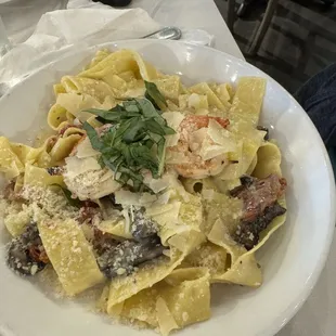 Pappardelle with shrimp
