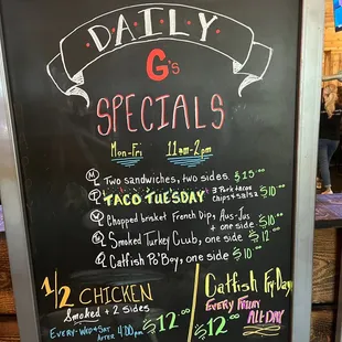 This is the sign at the front of the lobby that shows the daily specials.
