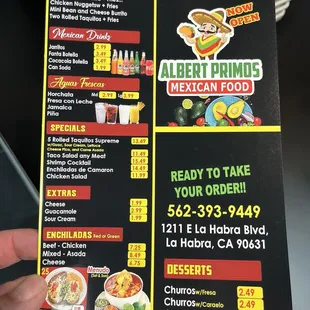 Take out menu cover
