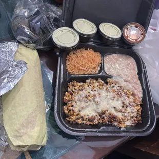 Chorizo plate along side primo burrito