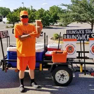 "Unkol" Chuck during Covid-19 wearing gloves &amp; mask.