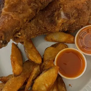 3 of the 6 giant drumsticks and half of the jojos!  Easily enough to share between 2!