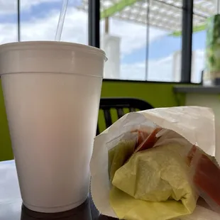 Large Horchata and California Burrito (Cypress Version)