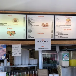 Menu with prices