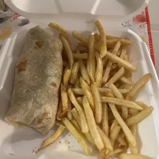 The kids bean and cheese burrito meal