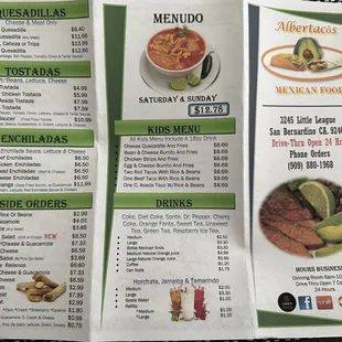 Menu as of April 12, 2023