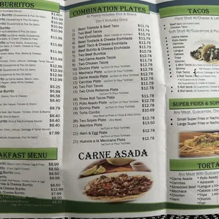 a menu for a restaurant