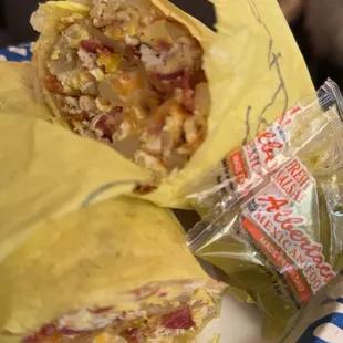 Bacon breakfast burrito