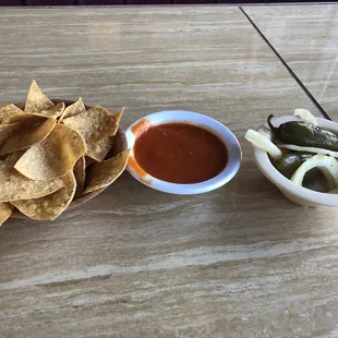 Free complimentary chips and salsa