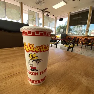 a cup of ice cream on a table