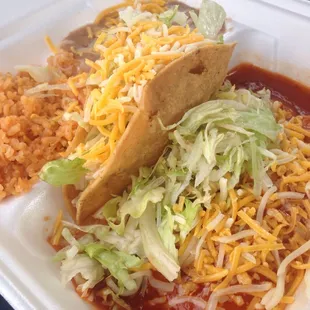 Taco and enchilada plate.