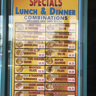 Lunch and Dinner combinations. 12/23/2018.