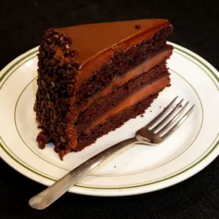 a slice of chocolate cake