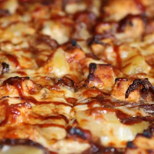 a closeup of a pizza