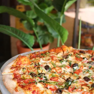 a pizza on a plate