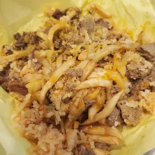 Carne Asada Fries, they forgot the pico and guac.