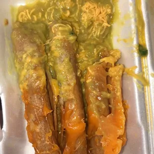 Nasty old over cooked rolled tacos