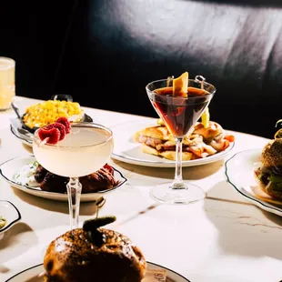 Manhattans, Lychee Martini, and burger