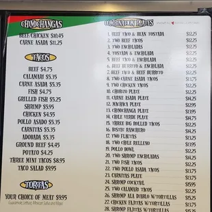 menu