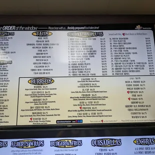 Menu as of April 2023.