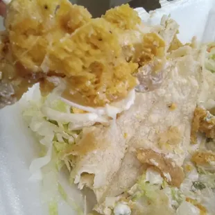 The batter on the fish taco. (It was disgusting!)