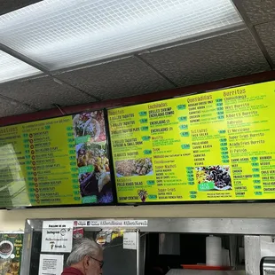 Menu as of May 2023