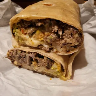 Super Fries Burrito with Asada and Chile Rellenos