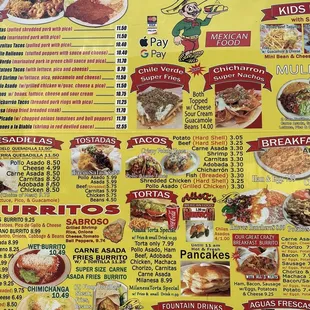 Menu as of February 2023