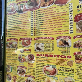 Menu as of February 2023