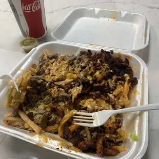 Asada fries w/ adobada