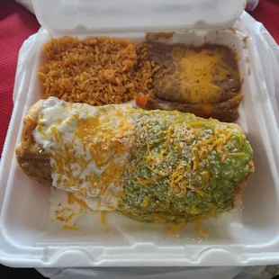 Chimichanga combo (deep fried carne asada burrito) $11.99: delicious! Tender citrus flavored beef, 10/10. Rice &amp; beans were fire too!