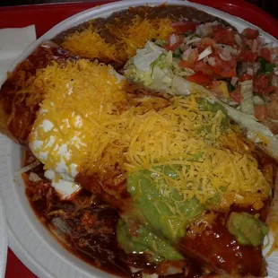 Chimichanga Asada rice and beans combo