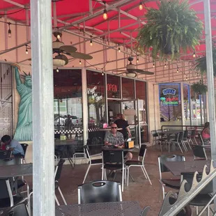 people eating outside