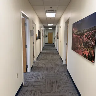 The hallway on the other side of the clinic where mostly wound care is done