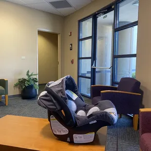 Waiting room has restrooms