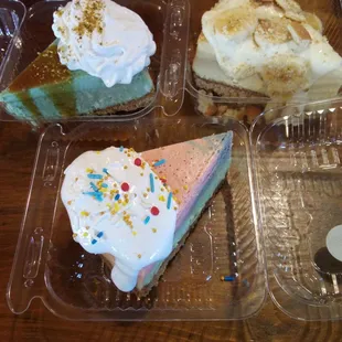 Cheese cakes ($9.95 ea) -- pistachio, cotton candy and banana pudding
