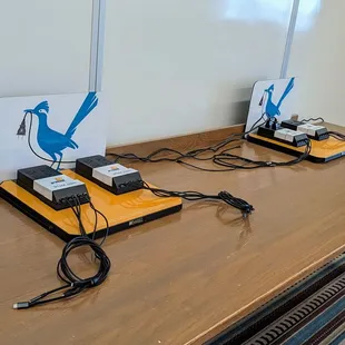 Convenient new charging stations, WITH cords!