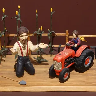 Arthur Lopez; San Ysidro - Cultivating Prayers; 2003; carved, gessoed, and painted wood and leather