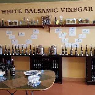 bottles of olive oil on shelves