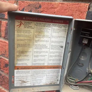 Burnt part of disconnect box where capacitor exploded and tripped breaker- lucky it didn't start a fire