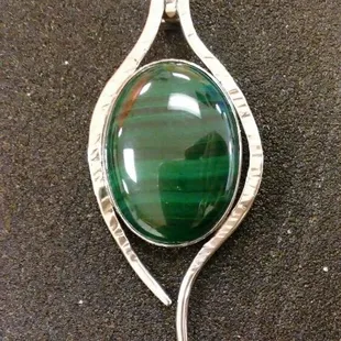 Sterling silver &amp; malachite pendant