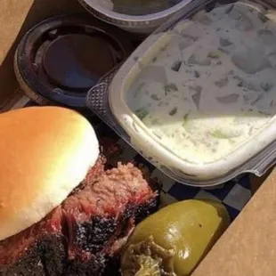 Brisket Sandwich with side
