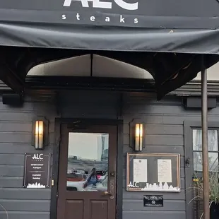 the entrance to the restaurant