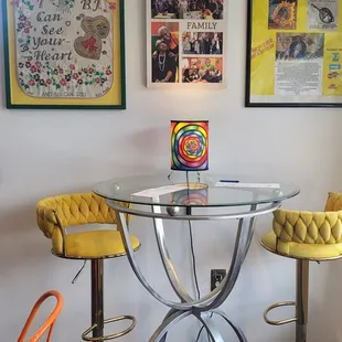 a table and chairs