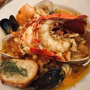 Our famous Cioppino inspired by the Fisher&apos;s Warf original. A whopping bowl of seafood.