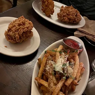 Fried chicken, truffle fries