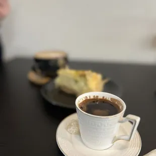 Turkish coffee, baklava cheesecake, creme brulee latte